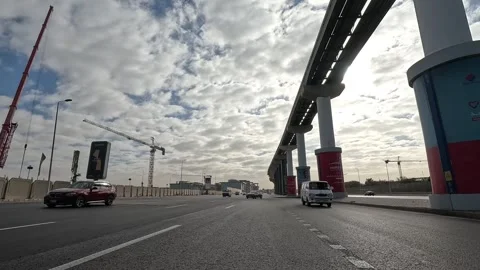 Car Journey Through Dynamic Roads New Cairo Showing Buildings Traffic Vehicles Stock-Footage 329703958