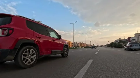 Car Journey Through Elegant District Streets New Cairo Showing Buildings Traffic Stock Footage 329900479