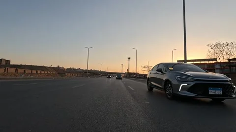 Car Journey Through Open Urban District New Cairo Showing Buildings Traffic Stock Footage 329789686