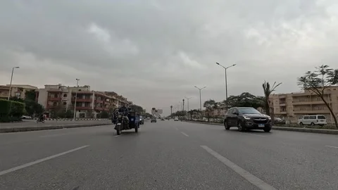 Car Journey Through Open Urban District New Cairo Showing Buildings Traffic Stock Footage 330110361