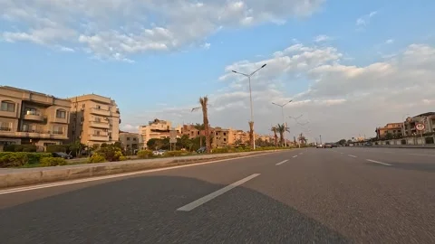 Car Journey Through Planned Clean Urban District New Cairo Showing Buildings Stock Footage 329900397