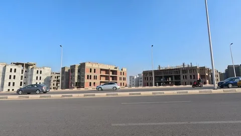 Car Journey Through Scenic Urban Roads New Cairo Showing Buildings Traffic Stock Footage 329856448