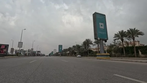 Car Journey Through Spacious City Neighborhood Streets New Cairo Showing Stock Footage 330106489