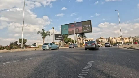 Car Journey Through Spacious Roads New Cairo Showing Buildings Traffic Vehicles Stock Footage 329953081