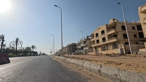 Car Journey Through Stylish Modern Urban Streets New Cairo Showing Buildings Stock Footage 329810237