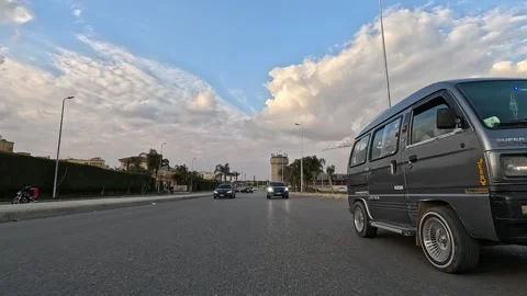Car Journey Through Tree Lined Roads New Cairo Showing Buildings Traffic Stock Footage 329952234