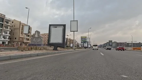 Car Journey Through Wide Streets New Cairo Showing Buildings Traffic Vehicles Stock Footage 330102811