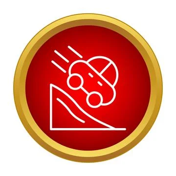 Car jumping over ramp line art icon Ilustração Stock