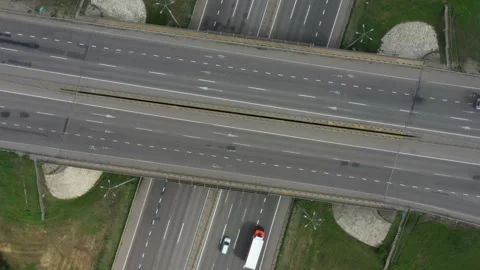 Car junction 4K drone video Mavic 2 pro car track with moving cars Stock Footage 155751048