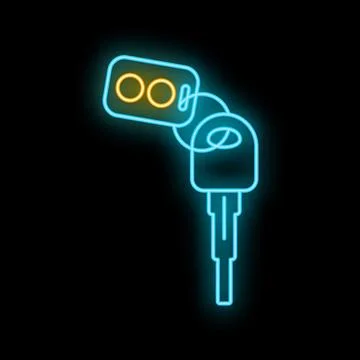 Car key and remote control with neon glowing effect 스톡 일러스트