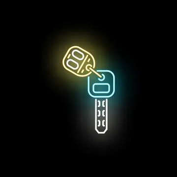 Car key and remote control glowing neon icon Ilustración de archivo