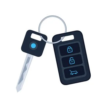 Car key and remote control fob key ring vector illustration Illustrazione stock