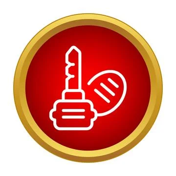 Car key and remote icon red button Stock Illustration