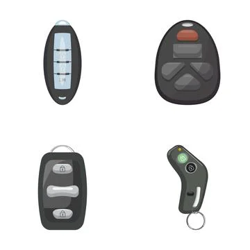 Car key fobs representing keyless entry and automotive security Stock Illustration