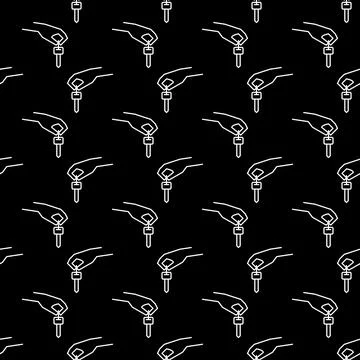 Car Key in Hand vector concept dark line seamless pattern 스톡 일러스트