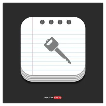 Car key icon Gray icon on Notepad Style template Vector EPS 10 Free Icon 스톡 일러스트