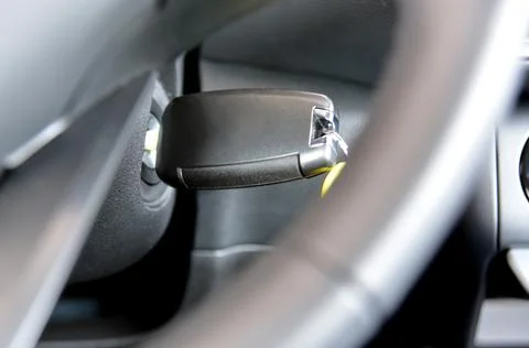 Car key in ignition Stock Photos