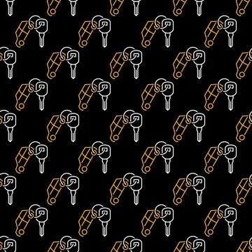 Car Key with Keychain vector Hire concept line dark seamless pattern Stock Illustration