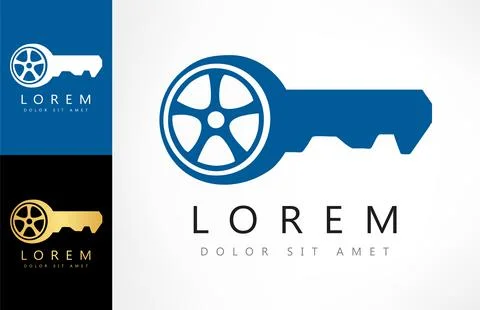 Car key logo vector. Tire and key design. Stock Illustration