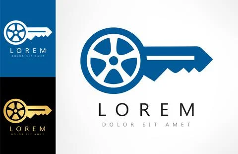 Car key logo vector. Tire and key design. Stock Illustration