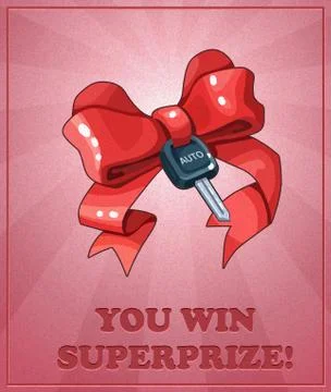 Car key with a red bow Stock Illustration