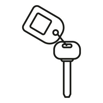Car key with remote access fob line art Stock Illustration