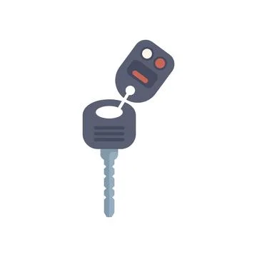 Car key with remote control fob hanging showing security and access Illustrazione stock