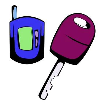 Car key with a remote control icon cartoon Stock Illustration