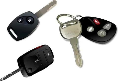 Car key with remote control isolated over white background Stock Illustration