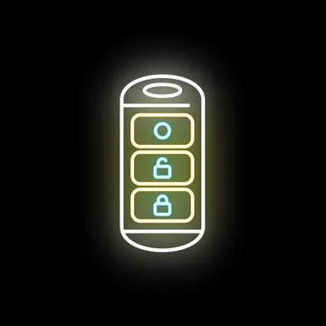 Car key remote control neon glowing outline icon Stock Illustration