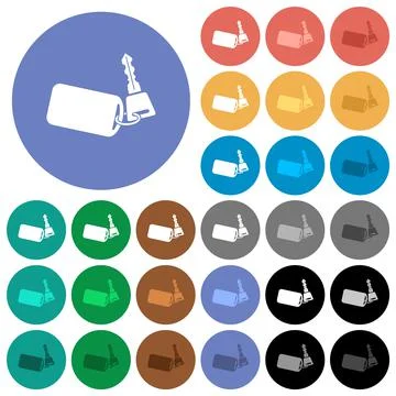 Car key with remote control round flat multi colored icons Stock Illustration