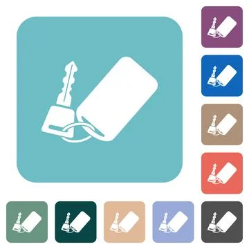 Car key with remote control rounded square flat icons Stock Illustration