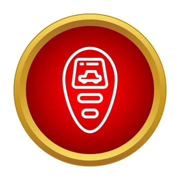 Car key remote control with security features in a red circle Stock Illustration