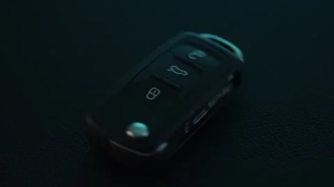 Car Key Rotates on Dark Surface. Stock Footage 270186939