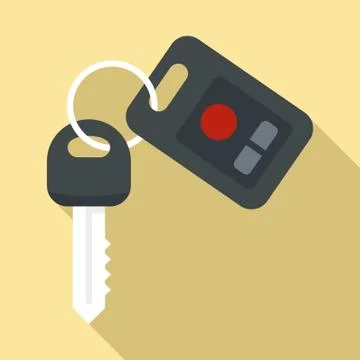 Car key security icon, flat style Ilustración de archivo
