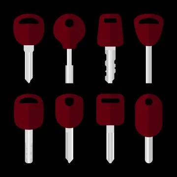 Car Key Set on BlackBackground.Vector Stock Illustration
