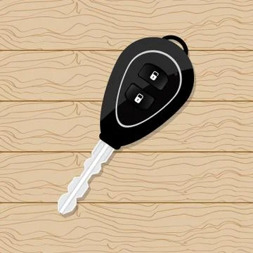 Car key on wood table , vector design. Stock Illustration