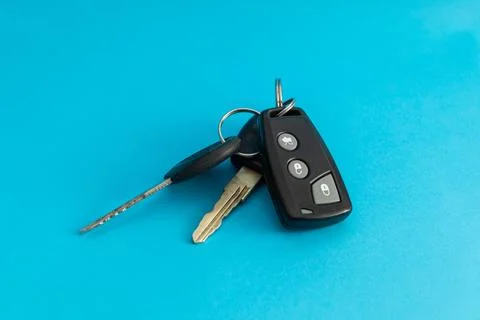 Car keys on blue background Stock Photos
