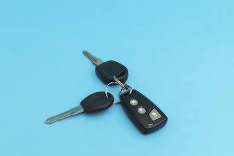 Car keys on blue background Stock Photos