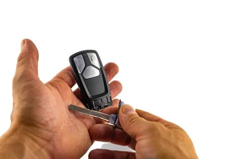 Car keys, central locking remote control on your hand Stock Photos