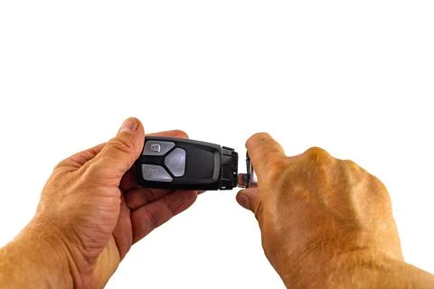 Car keys, central locking remote control on your hand Stock Photos