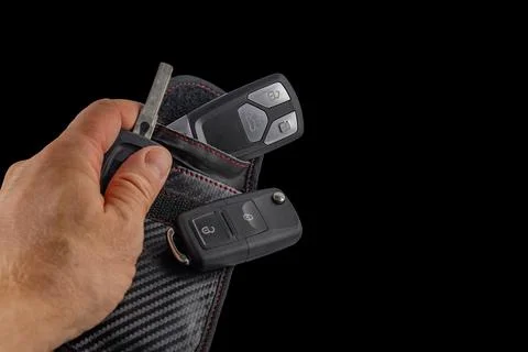 Car keys, central locking remote control on your hand Stock Photos