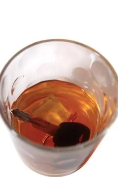 Car keys inside whiskey Stock Photos