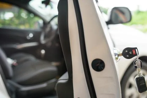 Car keys left in a lock Stock Photos