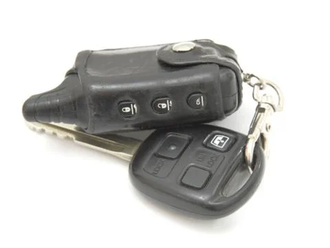 Car keys, objects isolated on white background . Stock Photos