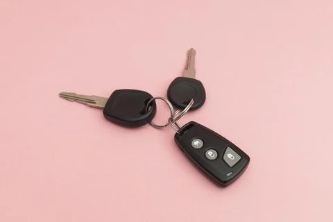 Car keys on a pink background Stock Photos