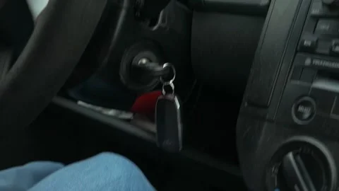 Car keys shaking because of the bumpy road Stock Footage 253708331