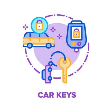 Car Keys Trinket Vector Concept Color Illustration Stock Illustration