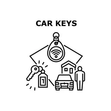 Car Keys Trinket Vector Concept Black Illustration Stock Illustration