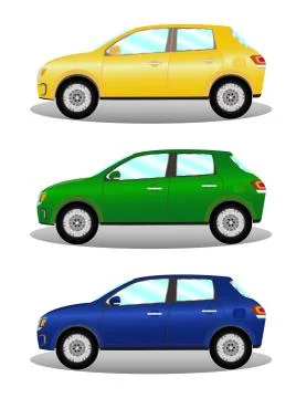 Car kit hatchback in three colors Stock Illustration